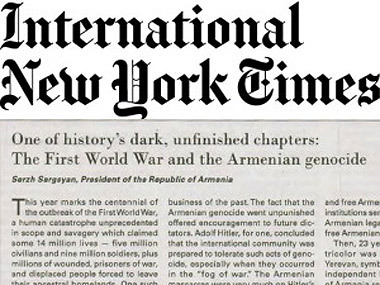 «International New York Times»-ում Սերժ Սարգսյանի հոդվածը. «Առաջին համաշխարհային պատերազմն ու Հայոց ցեղասպանությունը»
