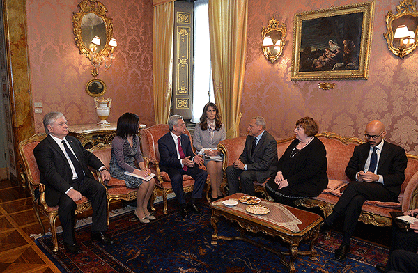 Սերժ Սարգսյանը հանդիպել է Իտալիայի Պատգամավորների պալատի նախագահի և Սենատի նախագահի հետ
