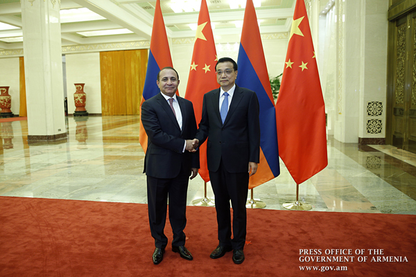 Հայաստանի և Չինաստանի վարչապետները քննարկել են տնտեսական համագործակցության ընդլայնման հնարավորությունները