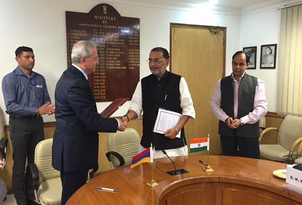 Ստորագրվել է համաձայնագիր Հայաստանի և Հնդկաստանի գյուղատնտեսության  նախարարությունների միջև