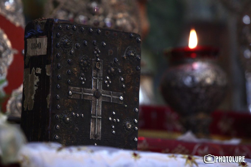 The Mighty Gospel with the blessing of Archbishop Navasard Kchoyan is brought from Matenadaran to Zoravor S. Astvatsatsin Church