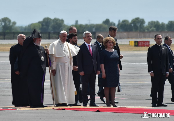 Welcome ceremony of Pope Francis at 'Zvartnots' international airport, Yerevan, Armenia 24 June 2016