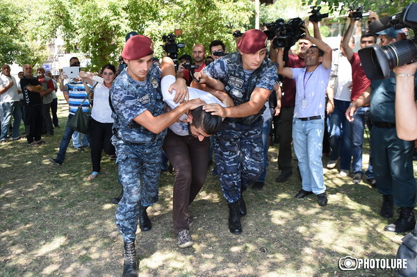 While the military group is keeping hostages of the police station of the Erebuni district of Yerevan, arrests take place on Yerevan streets