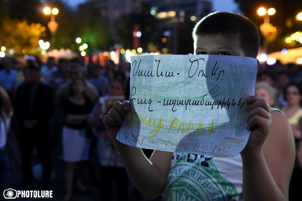 'We are the owners of our country' initiative holds a protest action in support of 'Sasna Tsrer' group on Freedom Square in Yerevan, Armenia