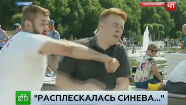 Հարբած անձն ուղիղ եթերի ժամանակ հարվածել է НТВ-ի լրագրողին