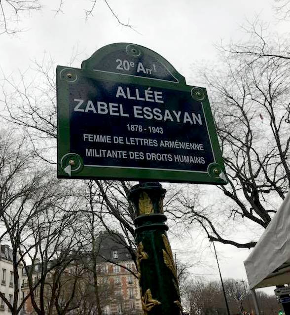 Փարիզում ճեմուղի է անվանակոչվել հայ կին գրող, մարդու իրավունքների ակտիվիստ Զապէլ Եսայեանի անունով