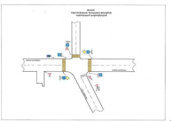Երթևեկության կազմակերպման փոփոխություն` Երևան քաղաքի Խուդյակով-Սաֆարյան խաչմերուկում