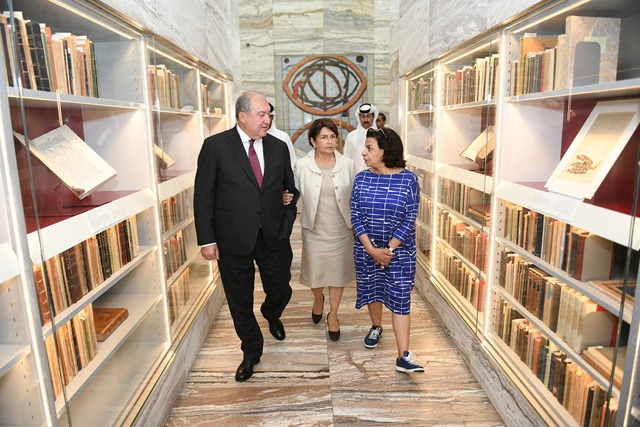 Կատարի ազգային գրադարանի համագործակցությունը Հայաստանի ազգային գրադարանի ու Մատենադարանի հետ արժեքավոր կլինի․ Արմեն Սարգսյանը հյուրընկալվել է Կատարի ազգային գրադարանում