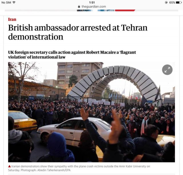Իրանում հակակառավարական ցույցերի ժամանակ դեսպան է ձերբակալվել, հետո ազատ արձակվել