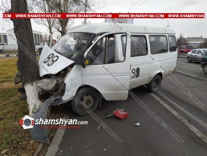 Թիվ 99 երթուղին սպասարկող «Գազել»-ի ոչ սթափ վարորդը վթարի է ենթարկվել՝ բախվելով ծառին. Կա 7 վիրավոր. Shamshyan.com