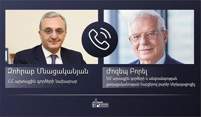 Զոհրաբ Մնացականյանը Ժոզեպ Բորելի հետ զրույցում խորը մտահոգություն է հայտնել միջազգային հանրության դրսևորած ոչ հստակ դիրքորոշման առնչությամբ․ ԱԳՆ