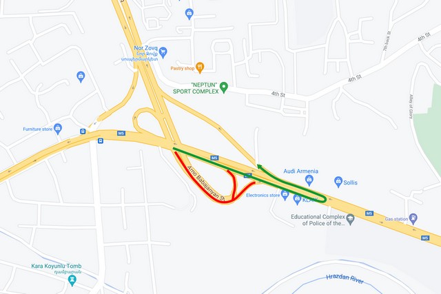 Ժամանակավորապես կփակվի Իսակովի պողոտայի Էջմիածին-Երևան ուղղությունից դեպի Ա. Բաբաջանյան փողոց ուղղությունը