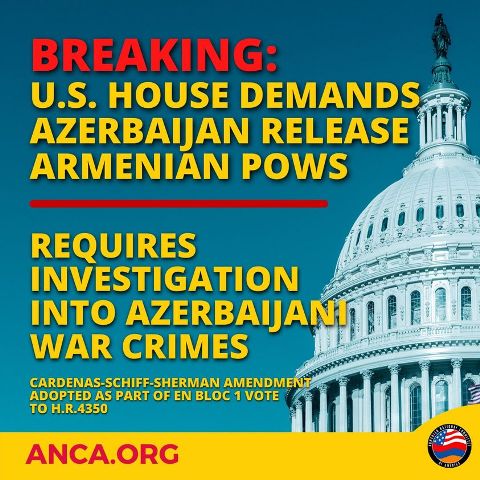 ԱՄՆ Կոնգրեսի Ներկայացուցիչների պալատն Ադրբեջանից պահանջում է անհապաղ ազատ արձակել հայ ռազմագերիներին և քննել Ադրբեջանի կողմից պատերազմական հանցագործությունների հարցը