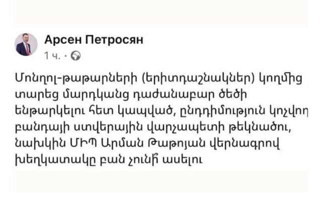 Դիանա Գասպարյանը չմեկնաբանեց իր տեղակալ Արսեն Պետրոսյանի՝ ընդդիմադիրներին վիրավորելու վարքագիծը