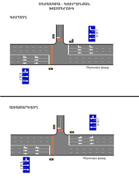Երթևեկության կազմակերպման փոփոխություն՝ Սեբաստիա- Կուրղինյան փողոցների խաչմերուկում