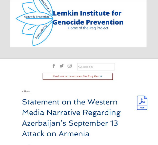 Լեմկինի ինստիտուտն արևմտյան մամուլին կոչ է անում հստակեցնել բառապաշարը հայ-ադրբեջանական պատերազմը լուսաբանելիս