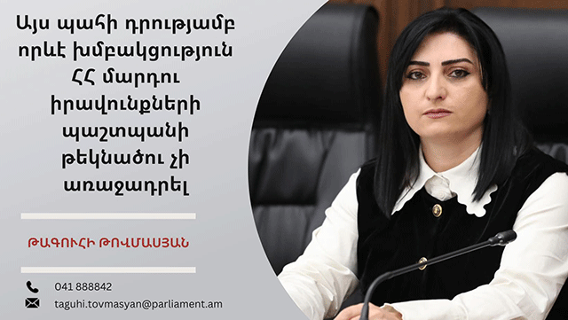 Այս պահի դրությամբ որևէ խմբակցություն ՄԻՊ-ի թեկնածու չի առաջադրել. Թագուհի Թովմասյան