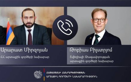 Արարատ Միրզոյանը հեռախոսազրույց է ունեցել Շվեդիայի գործընկերոջ հետ