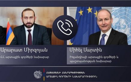 Նախարար Միրզոյանն՝ Իռլանդիայի արտաքին գործերի և պաշտպանության նախարարին․ ԼՂ–ում վիճակը մոտ է վերածվելու հումանիտար աղետի