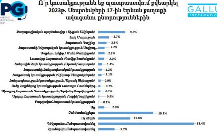 Հարցվածների 9.3%-ը ձայն կտա Տիգրան Ավինյանին, Հայկ Մարությանին՝ 3.7%-ը, 19.2%-ը չեն մասնակցի ընտրություններին․ հարցում