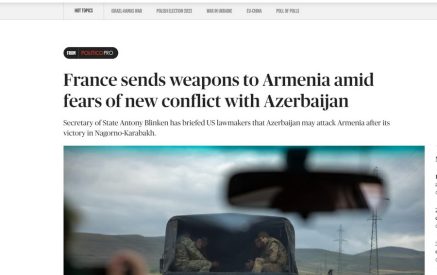 Ֆրանսիան զենք է ուղարկում Հայաստան՝ Ադրբեջանի հետ նոր հակամարտության մտավախության ֆոնին. Politico