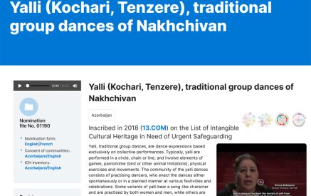 «ՅՈՒՆԵՍԿՕ-ն ընդունել էր հայտը և «Քոչարի»-ն՝ «Յայլի» անվանմամբ, ճանաչել Նախիջևանի բնիկների պար, Ադրբեջանի հրատապ պահպանության կարիք ունեցող ոչ նյութական մշակութային ժառանգություն»
