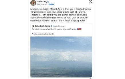 «Այդ լեռը Թուրքիայի անբաժանելի մասն է». Քըլըչն՝ ի պատասխան Ֆրանսիայի արտգործնախարարի գրառմանը