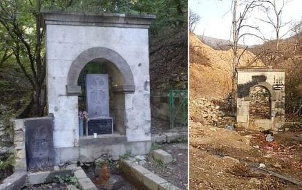 Աղանուսում ադրբեջանցիներն ավերել են զոհված Տիգրան Աբրահամյանի և ընկերների հիշատակին կանգնեցված խաչքար-հուշաղբյուրը