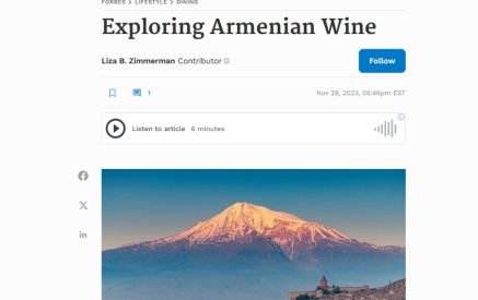 «Տպավորված եմ գինիների որակով». Հայաստանի գինեգործական մշակույթը գրավել է Forbes ամսագրի ուշադրությունը