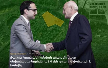 Թաթուլ Կրպեյանի անվան այգու մի մասը սեփականաշնորհվել և 2.6 մլն դոլարով վաճառքի է հանվել. «Հետք»
