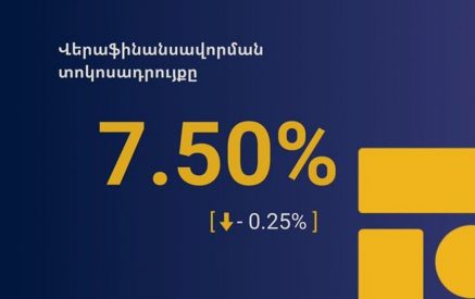 Վերաֆինանսավորման տոկոսադրույքն իջեցվել է 0.25 տոկոսային կետով