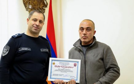 Վթարային իրավիճակը կանխած վարորդին շնորհակալագիր է հանձնվել