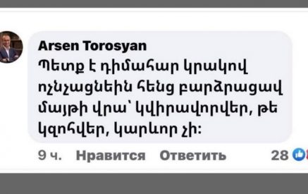 Փաստացի պոտենցիալ մարդասպան ահաբեկչին, որ իր վարքագծով արդեն ապացուցել էր, թե ինչի է ընդունակ, պետք էր չեզոքացնել: Կրկին վերահաստատում եմ ասածս. Արսեն Թորոսյան
