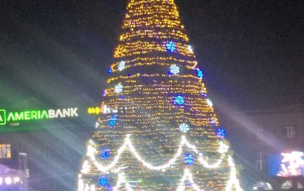 Վառվեցին Գյումրու գլխավոր տոնածառի լույսերը․ հիշեցին կալանավորված Վարդան Ղուկասյանին ու Միքայել Սրբազանին