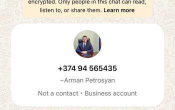 Քաղաքաշինության կոմիտեի նախագահի տեղակալ Արման Պետրոսյանի անունով կեղծ օգտահաշիվներ են բացվել WhatsApp-ում